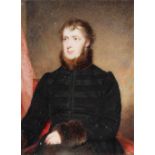 λEnglish School c.1840 Portrait miniature of Sir John Powlett Orde, 2nd Baronet, in a black coat