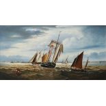 George Vempley Burwood (1844-1917) Four sailing vessels off the port of Lowestoft Signed and dated