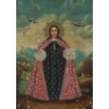 Cuzco School Madonna of the Yarnwinder Oil on canvas 47.8 x 34.7cm; 18¾ x 13¾in