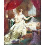 After Joseph Franque Miniature The Empress Marie Louise watching over the sleeping King of Rome