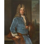 Follower of John Closterman Portrait of a gentleman, three-quarter-length, in blue velvet coat and