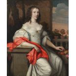 Attributed to John Michael Wright (1617-1694) Portrait of a lady, in a white dress and red shawl,