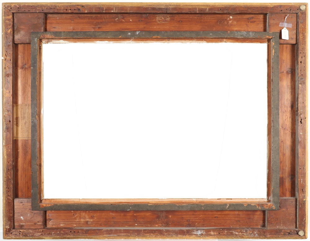 A 19th Century Continental giltwood and gesso frame With corner cartouches, scroll and acanthus leaf - Image 2 of 2