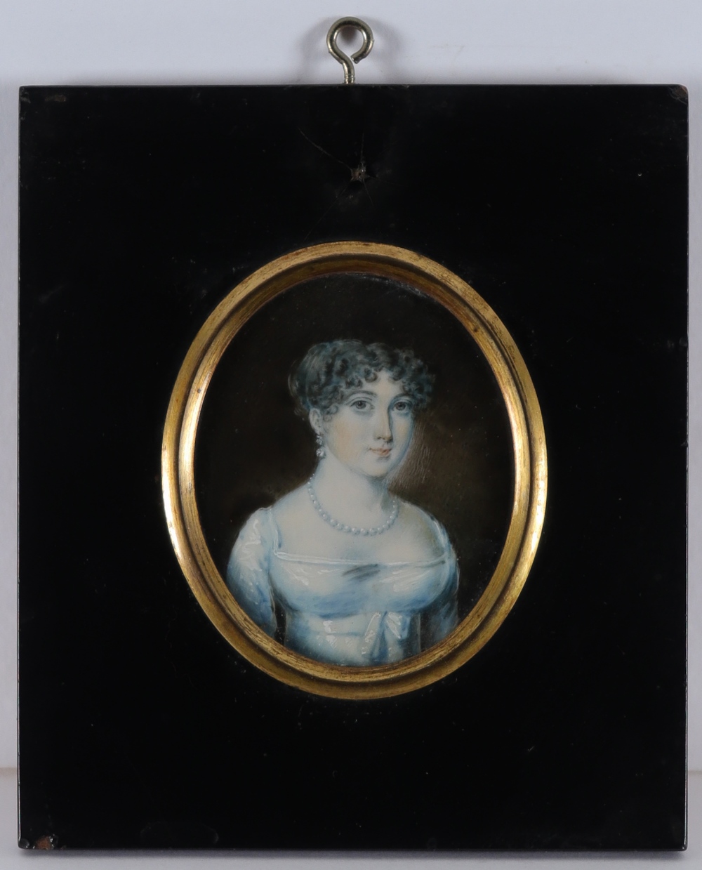 λEnglish School 19th Century Portrait miniature of a gentleman in a black coat; Portrait miniature - Image 8 of 11