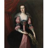 Thomas Hudson (1701-1779) and Studio Portrait of a lady, three-quarter length in a pink and black