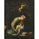 After Correggio The Madonna and Child with white rabbit (La Zingarella) Oil on panel 52.9 x 41.