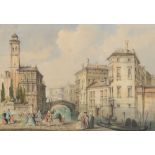 English School 19th Century A view of Venice with figures in eighteenth-century costume
