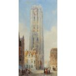 David Roberts RA (1796-1864) A view of the tower of St. Rumbold's Cathedral, Mechelen Watercolour