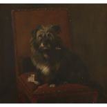 Lucy Waller (1856-1908) Portrait of a terrier on a chair Signed and dated 1886 Oil on canvas 72 x