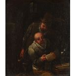 Manner of Adriaen Brouwer A drinker and a smoker reading a letter in a tavern Oil on panel 19 x 16.