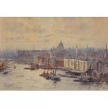 Frederick Edward Joseph Goff (1855-1931) Thames from The Tower Bridge; London Bridge Two, each