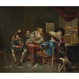 Follower of Pieter Codde Interior with figures smoking and gambling around a table; Interior with