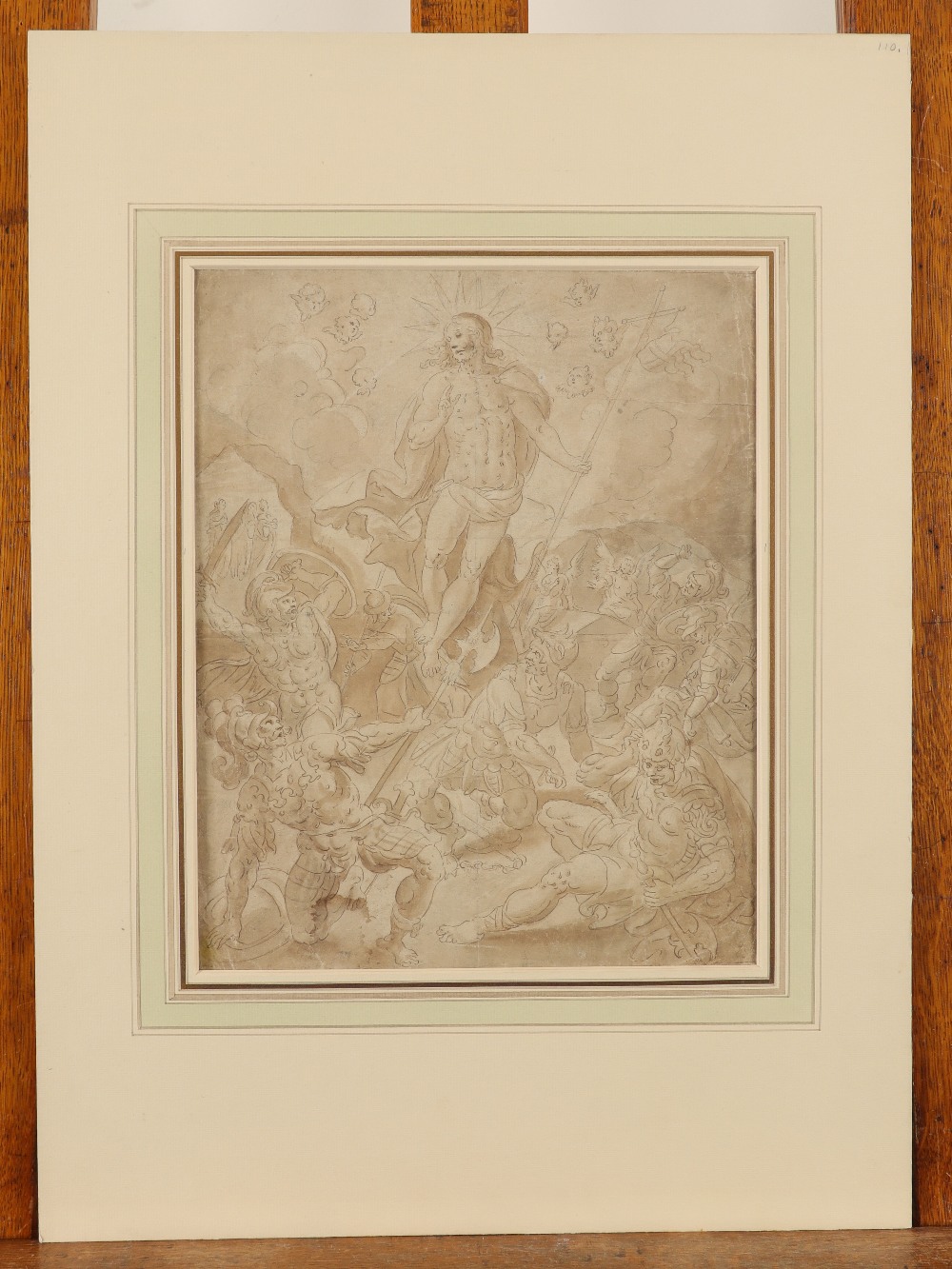 Attributed to Giuseppe Cades (Italian 1750-1799) Christ in a mandorla flanked by two angels Pen - Image 4 of 4