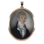λAlexander Gallaway (Scottish act. 1794-1812) Portrait miniature of gentleman in a blue coat and