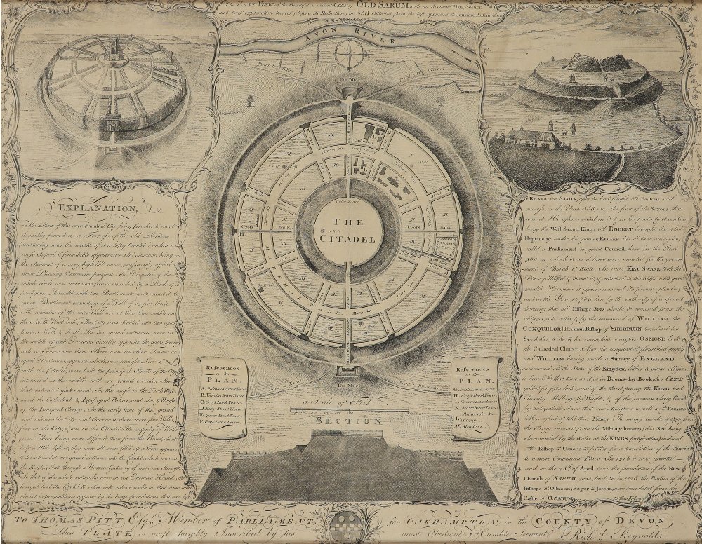 Richard Reynolds (act. 1770) The East View of the Beautiful and Ancient City of Old Sarum with an