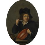 Attributed to Jan Steen (Dutch 1626-1679) A man eating porridge from a handled bowl Signed and dated