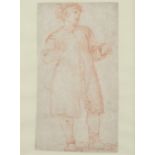 Bernardino Poccetti (Italian 1548-1612) Study of a standing figure Red and black chalk 28 x 15.