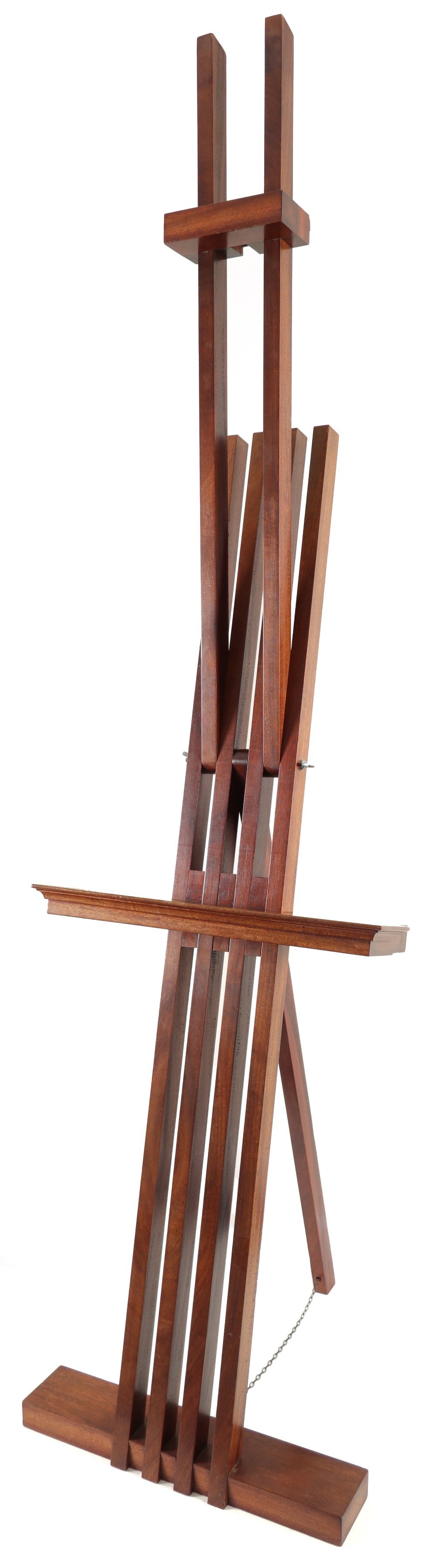 A 20th Century mahogany easel Adjustable folding frame, with plaque reading S R Smallwood Bath