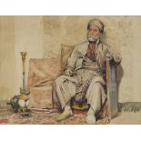 Circle of David Roberts Old man smoking a hookah Watercolour and pencil 25.3 x 32.6cm; 10 x 12¾in