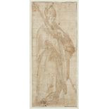 Tuscan School 16th Century Study of a bishop, full length holding a crozier Pen ink, wash and