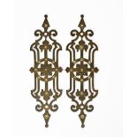 A pair of Gothic Revival brass door plates in the manner of AWN Pugin, pierced and cast with fleur
