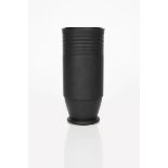 A rare Wedgwood Black Basalt vase designed by Keith Murray, shape no.3891, tall cylindrical footed