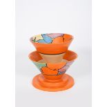'Oranges' a rare Clarice Cliff Bizarre Double Conical bowl, shape 380, painted to the inside of