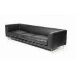 A Cappellini Elan EN4 leather sofa designed by Jasper Morrison, low rectangular form on metal