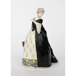 A Goldscheider Pottery model of Beidermeier lady, model no.4357, modelled wearing long flowing black