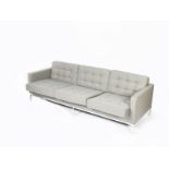 A Knoll Florence three seat sofa designed by Florence Knoll, originally designed in 1954, grey