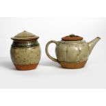 ‡ Richard Batterham (born 1936) a stoneware teapot and cover, ovoid, covered in an ash glaze and a