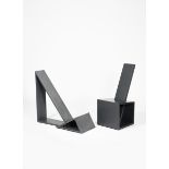Erik de Graaff (born 1951) a grey lacquered plywood box chair, designed 1980, the cube form base