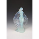 A Sabino opalescent glass figure of a woman, possibly Isadora Duncan, modelled naked wearing a