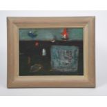 ‡ Anne Batty In Darkness Lost, (ships at sea) acrylic on board, framed signed and titled to the