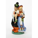 Young Lovers a pottery figure by Miklos Komlos, modelled as a young couple in national dress,