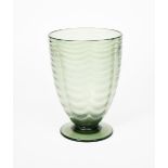 A Stevens & Williams Royal Brierley glass vase designed by Keith Murray, flaring olive green glass