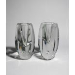 Two Iittala glass Claritas vases designed by Timo Sarpaneva, designed 1983, model no.1577, thick