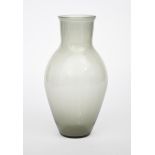 A Stevens & Williams Royal Brierley glass vase designed by Keith Murray, smokey-grey glass,