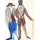 ‡ Dorte Clara Dodo Burgner (1907-1998) Winter Promenade watercolour on paper, mounted unsigned 24