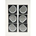 A Rosenthal Studio Haus porcelain tile panel designed by Victor Vasarely, six tiles cast in low