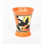 'Oranges and Lemons' a Clarice Cliff small vase, shape no.572, painted in colours inside orange