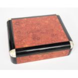 A marble inlaid box with hinged cover, cedar lined, the box inlaid with red marble panels,