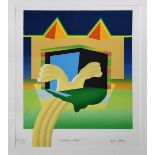 Lynne Moore Platform Wings, 1969 lithograph on paper, framed and Herbert Leupin (1916-1999) Knie