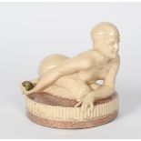 Eve a Charles Harva France Harva pottery sculpture by O Zadory, modelled naked, kneeling and leaning