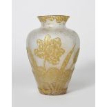 A Loetz Gold Papillon cameo glass vase, pale iridescent glass with golden-yellow splashes,