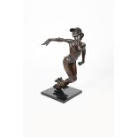 ‡ Michael (Mike) Long The Rollerskater patinated bronze, on black polished marble base signed ML 1/