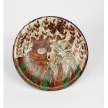 ‡ Avis Murray Aristocats, a Dartington Pottery charger, painted with two cats in a garden setting