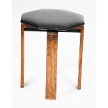 An oak framed stool, with octagonal leather pad seat, 47cm. high Provenance The late Greta Morrison,