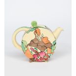 'Alton' a Clarice Cliff Bizarre Bonjour teapot and cover, painted in colours printed factory
