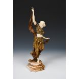 λ Affortunato Gori Oriental Dancer a gilt bronze and ivory figure of a woman dancing with a scarf,